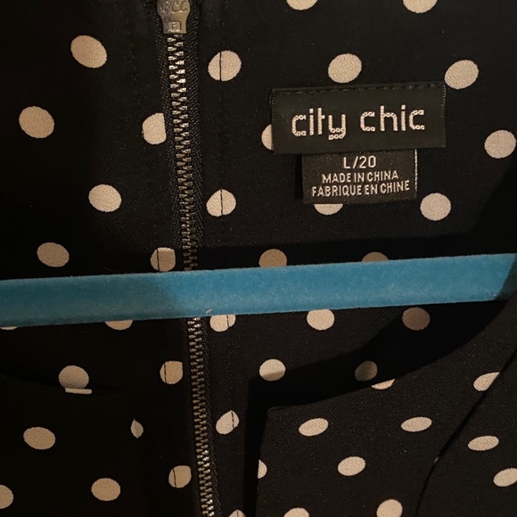 City Chic Black and White Polka Dot Midi Dress w/Accessories - Picture 8 of 8